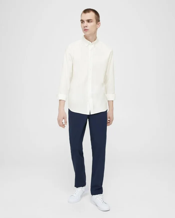 Men Shirts Theory Irving Shirt In Oxford Cotton Optic White