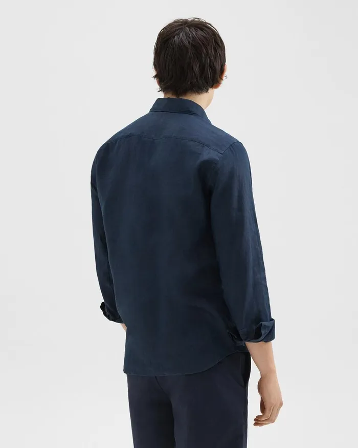 Men Shirts Theory Irving Shirt In Relaxed Linen Baltic