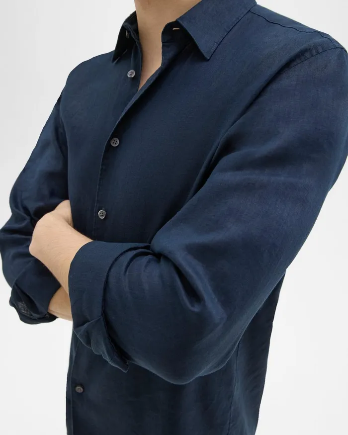 Men Shirts Theory Irving Shirt In Relaxed Linen Baltic
