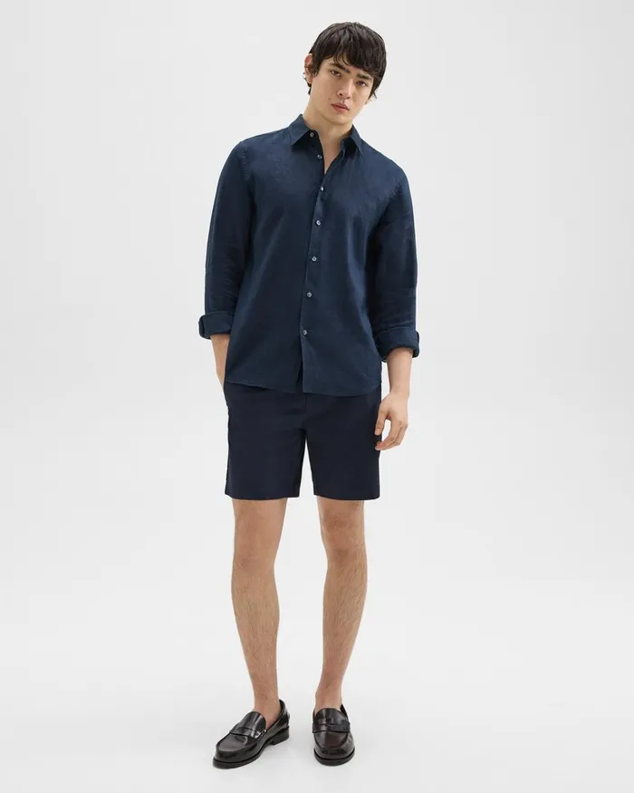 Men Shirts Theory Irving Shirt In Relaxed Linen Baltic