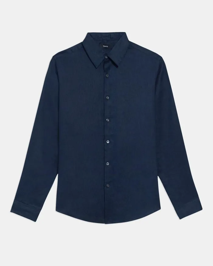 Men Shirts Theory Irving Shirt In Relaxed Linen Baltic