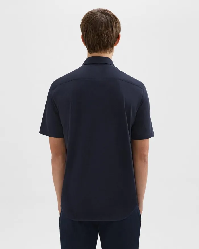 Men Shirts Theory Irving ShortSleeve Shirt In Structure Knit Eclipse