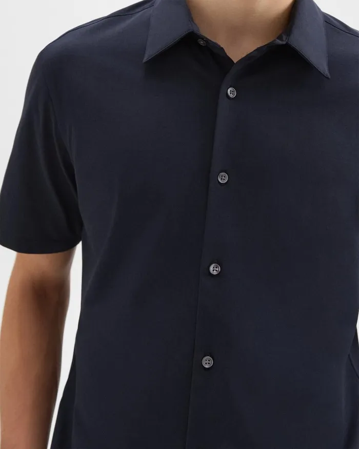 Men Shirts Theory Irving ShortSleeve Shirt In Structure Knit Eclipse