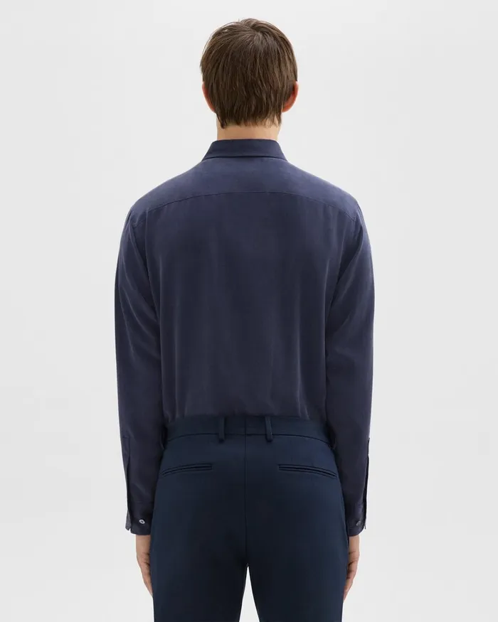 Men Shirts Theory Military Shirt In Fluid Twill Baltic
