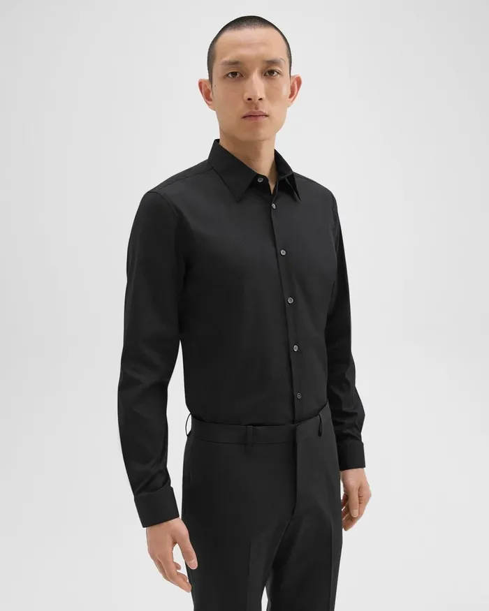 Men Shirts Theory Sylvain Shirt In Good Cotton Black