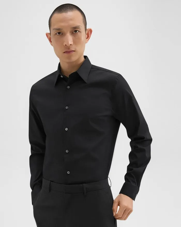Men Shirts Theory Sylvain Shirt In Good Cotton Black