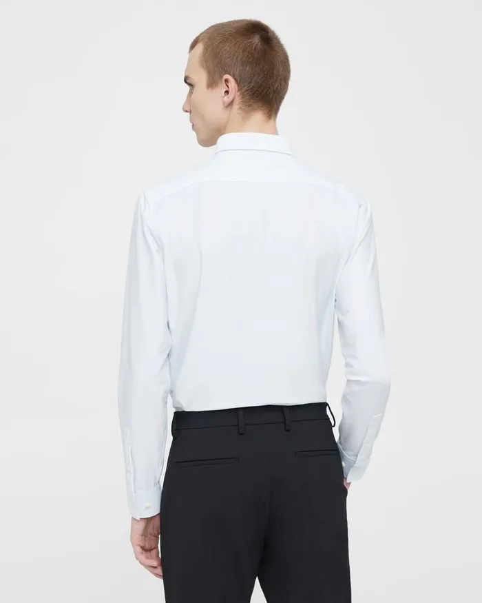 Men Shirts Theory Sylvain Shirt In Striped Cotton Blend Whiteolympic