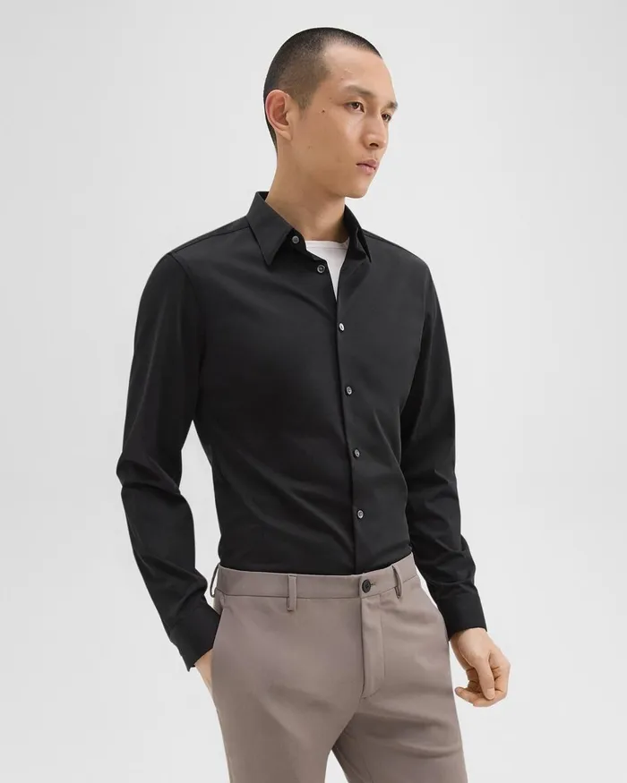 Men Shirts Theory Sylvain Shirt In Structure Knit Black
