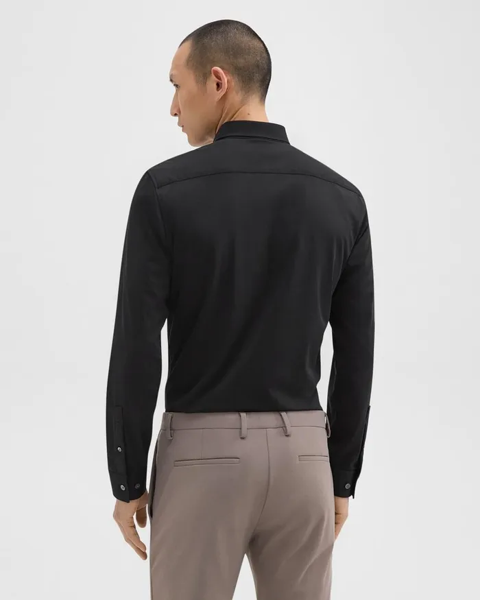 Men Shirts Theory Sylvain Shirt In Structure Knit Black