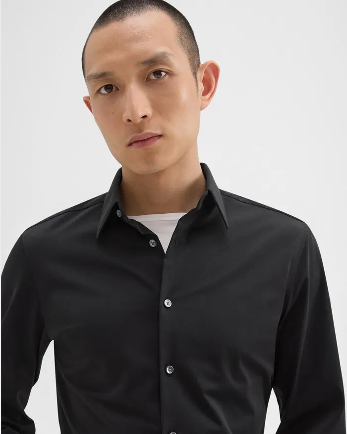 Men Shirts Theory Sylvain Shirt In Structure Knit Black