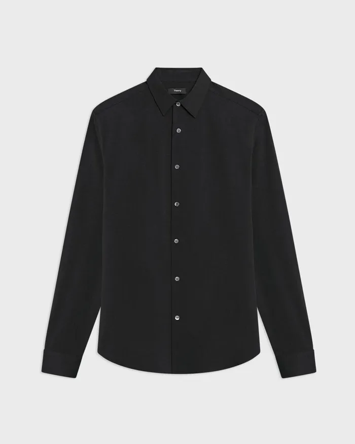 Men Shirts Theory Sylvain Shirt In Structure Knit Black