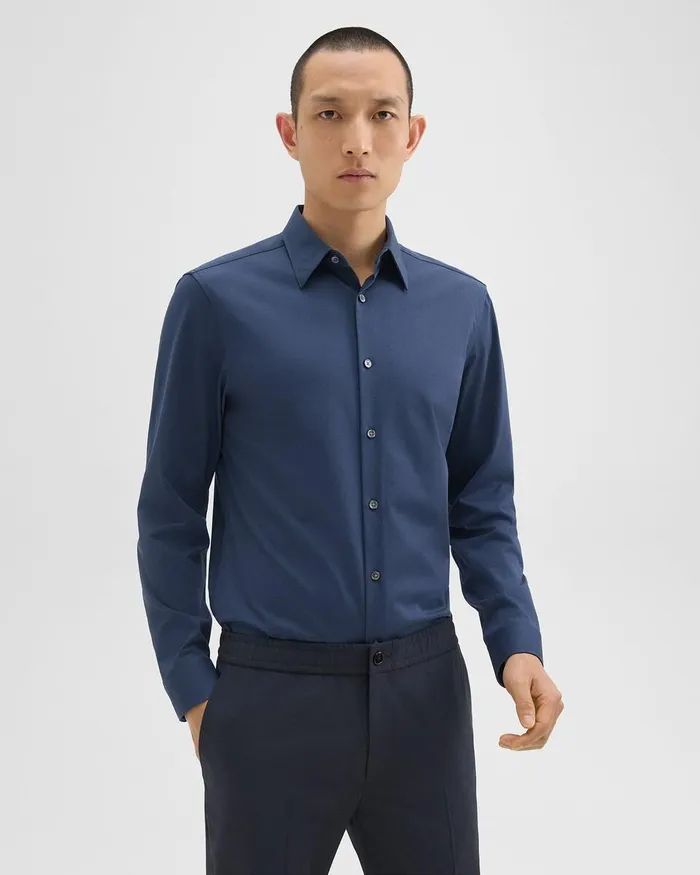 Men Shirts Theory Sylvain Shirt In Structure Knit Twilight