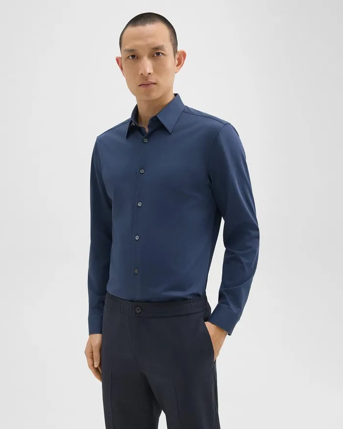 Men Shirts Theory Sylvain Shirt In Structure Knit Twilight