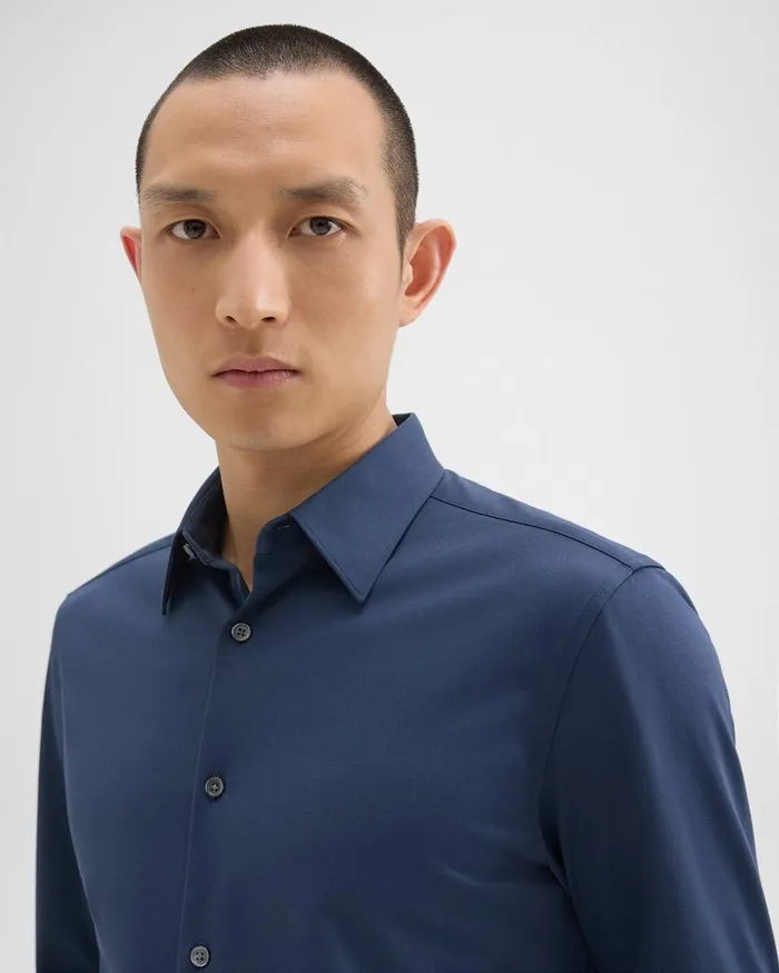 Men Shirts Theory Sylvain Shirt In Structure Knit Twilight