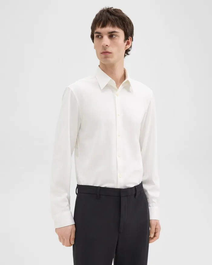 Men Shirts Theory Sylvain Shirt In Structure Knit White