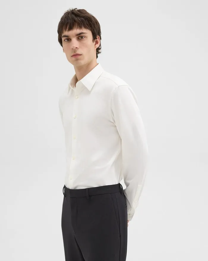 Men Shirts Theory Sylvain Shirt In Structure Knit White