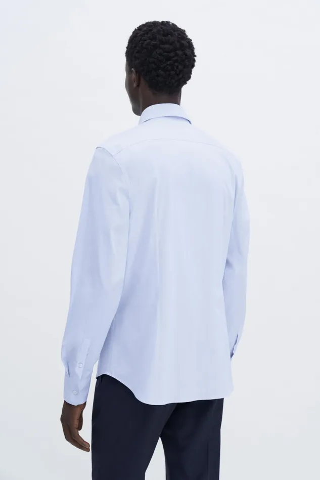 Men Slim Cotton Stretch Shirt Light Blue Filippa K Shirts