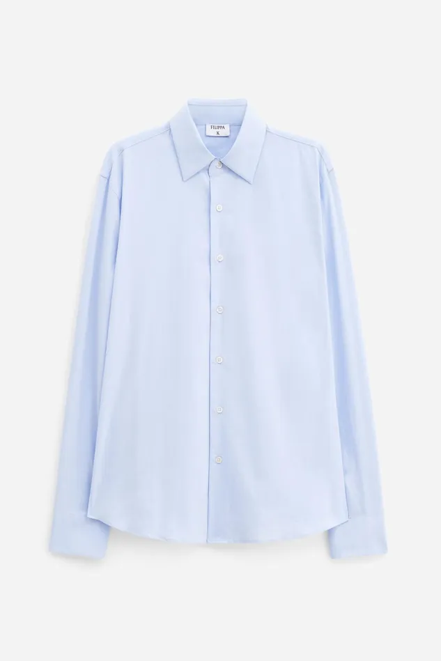Men Slim Cotton Stretch Shirt Light Blue Filippa K Shirts