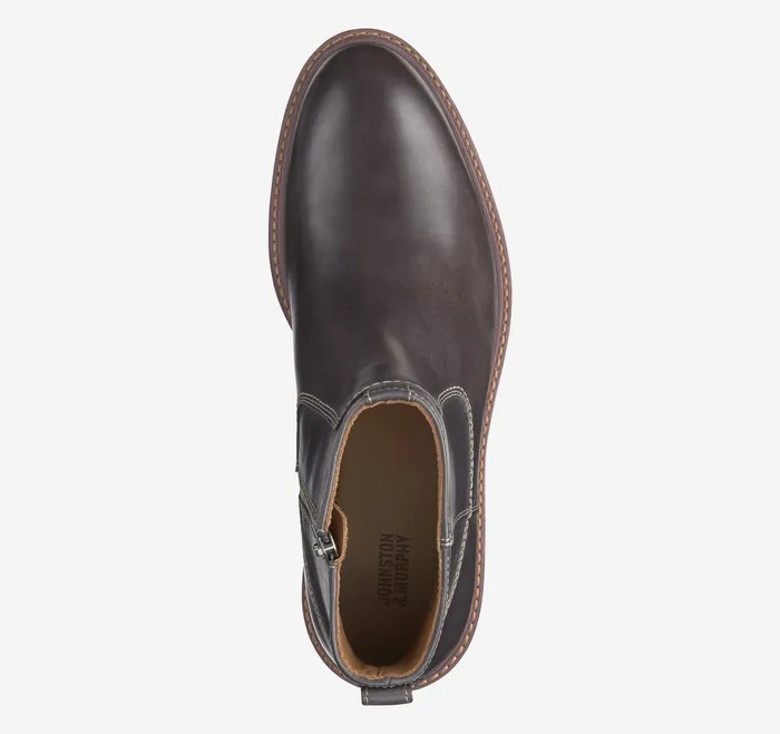 Men SlipOns and Loafers Johnston and Murphy Barrett Zip Boot Charcoal Full Grain