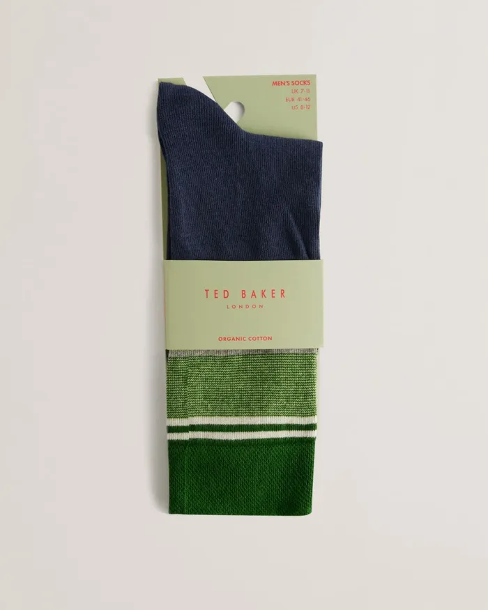 Men SOKKFOR 8211 Colour Block Striped Socks Dark Green Ted Baker Socks Men SOKKFOR 8211 Colour Block Striped Socks Dark Green Ted Baker Socks