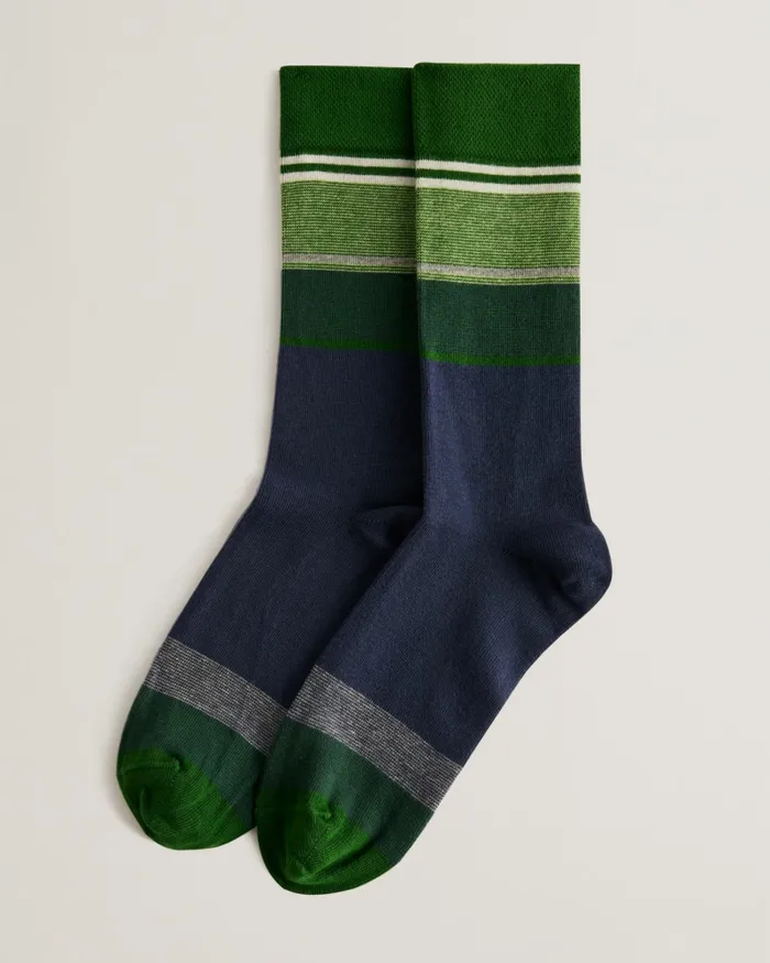 Men SOKKFOR 8211 Colour Block Striped Socks Dark Green Ted Baker Socks Men SOKKFOR 8211 Colour Block Striped Socks Dark Green Ted Baker Socks
