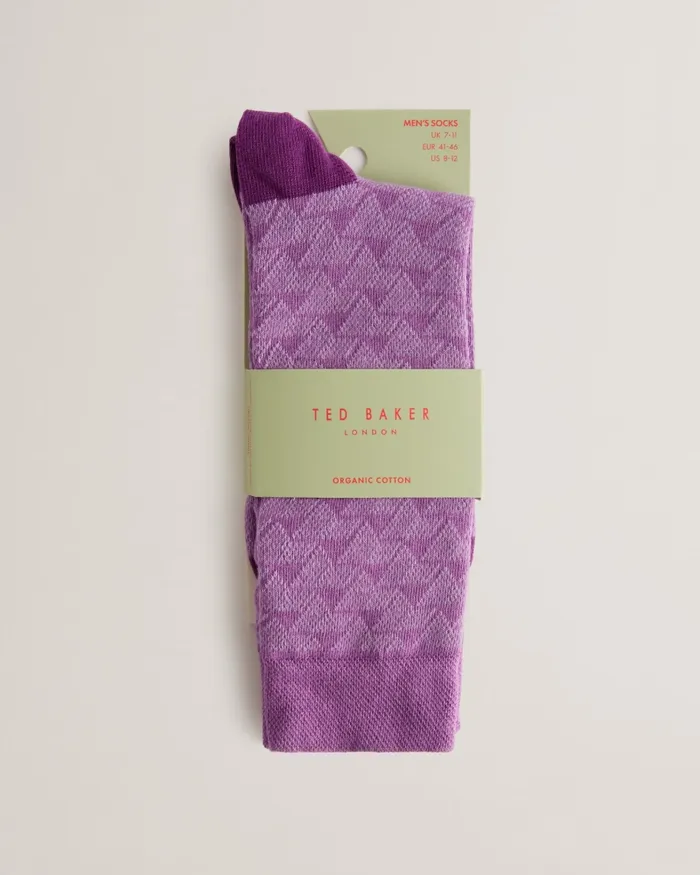 Men SOKKSEV 8211 Tonal Geometric Patterned Socks Purple Ted Baker Socks