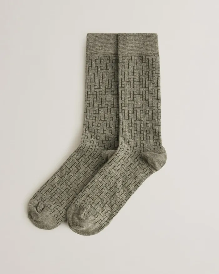 Men SOKKSIX 8211 Interlocking T Pattern Socks Grey Ted Baker Socks Men SOKKSIX 8211 Interlocking T Pattern Socks Grey Ted Baker Socks