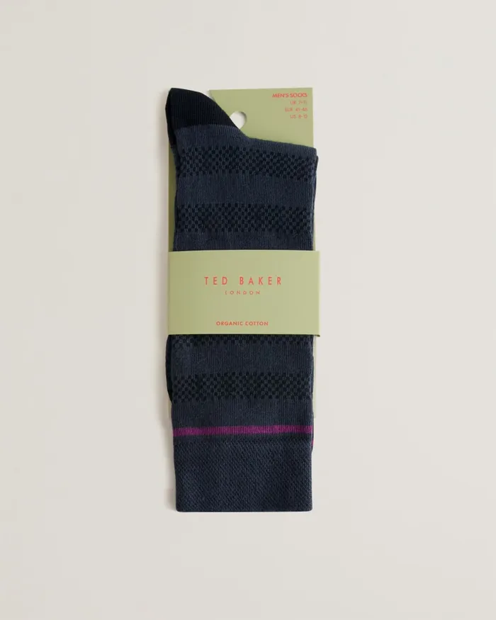 Men SOKKTWO 8211 Textured Stripe Socks Navy Ted Baker Socks Men SOKKTWO 8211 Textured Stripe Socks Navy Ted Baker Socks