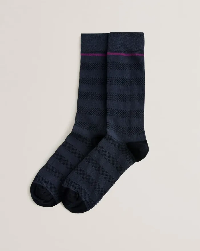 Men SOKKTWO 8211 Textured Stripe Socks Navy Ted Baker Socks Men SOKKTWO 8211 Textured Stripe Socks Navy Ted Baker Socks