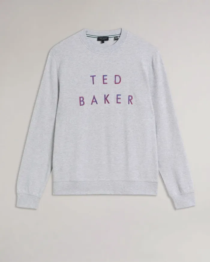 Men SONICS 8211 Long Sleeve Branded Jumper Greymarl Ted Baker Tops