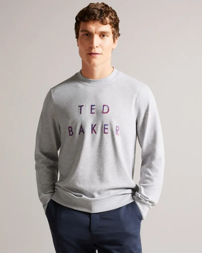 Men SONICS 8211 Long Sleeve Branded Jumper Greymarl Ted Baker Tops Men SONICS 8211 Long Sleeve Branded Jumper Greymarl Ted Baker Tops