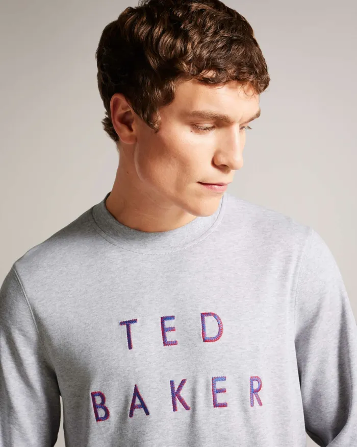 Men SONICS 8211 Long Sleeve Branded Jumper Greymarl Ted Baker Tops Men SONICS 8211 Long Sleeve Branded Jumper Greymarl Ted Baker Tops