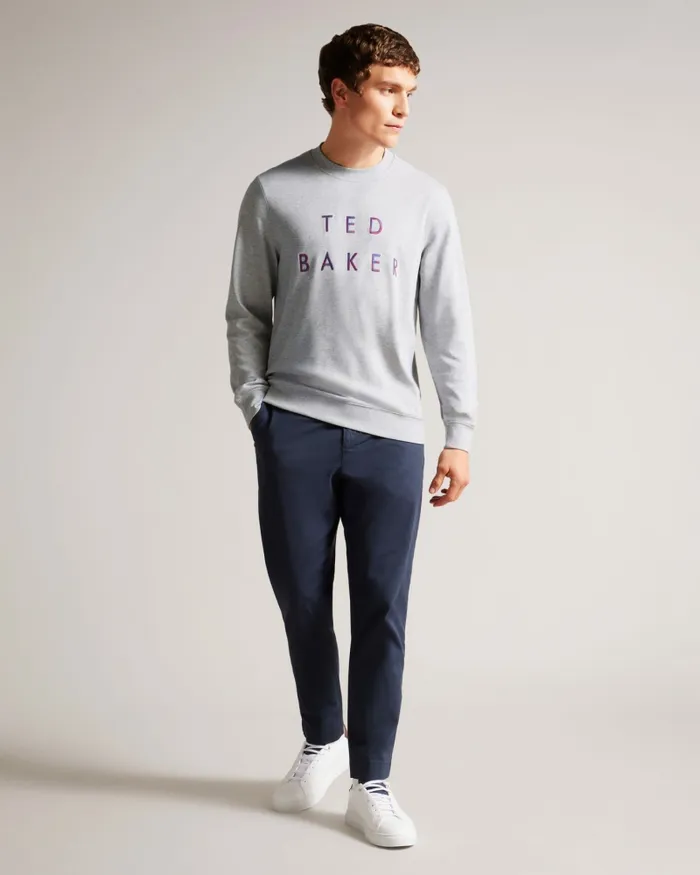 Men SONICS 8211 Long Sleeve Branded Jumper Greymarl Ted Baker Tops Men SONICS 8211 Long Sleeve Branded Jumper Greymarl Ted Baker Tops
