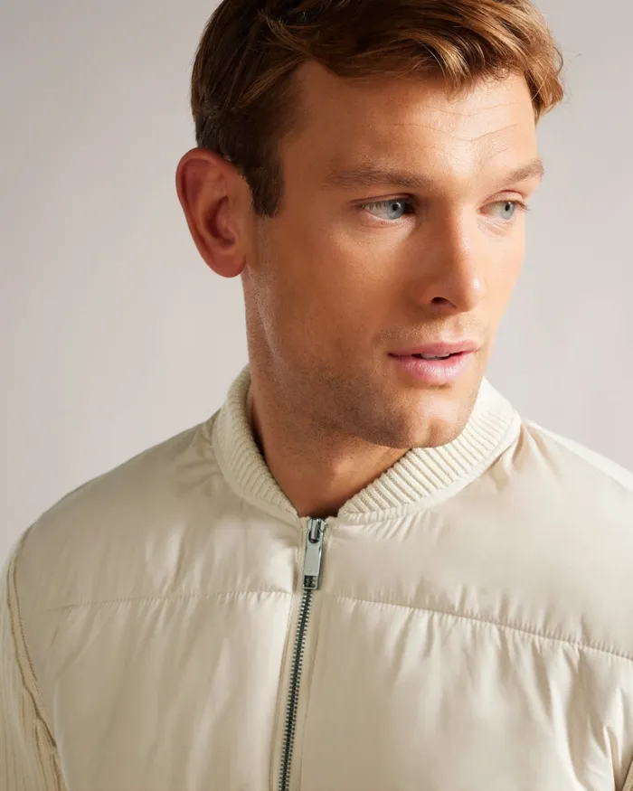 Men SPORES 8211 Long Sleeve Wadded Zip Through Jacket Natural Ted Baker Coats and Jackets
