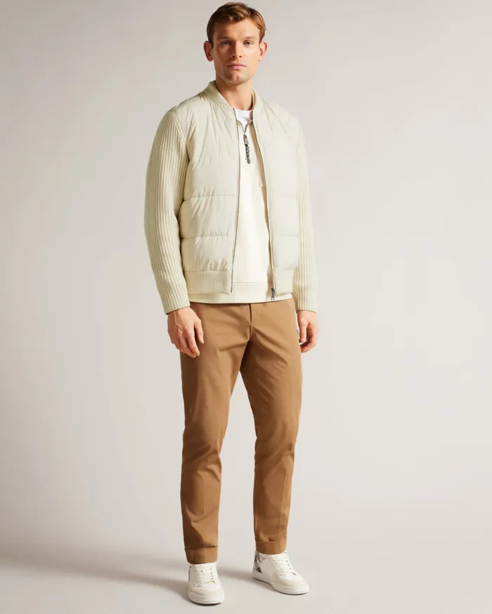 Men SPORES 8211 Long Sleeve Wadded Zip Through Jacket Natural Ted Baker Coats and Jackets