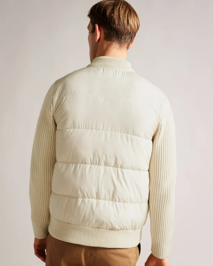 Men SPORES 8211 Long Sleeve Wadded Zip Through Jacket Natural Ted Baker Coats and Jackets