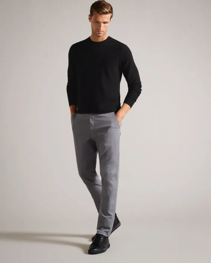 Men STAYLAY 8211 Textured Crew Neck Jumper Black Ted Baker Jumpers and Knitwear