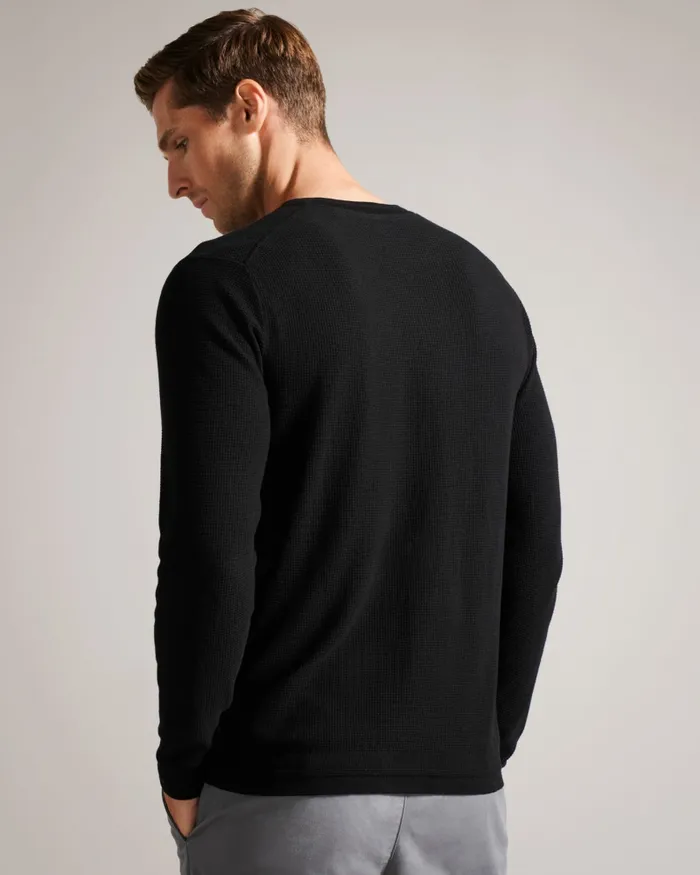 Men STAYLAY 8211 Textured Crew Neck Jumper Black Ted Baker Jumpers and Knitwear