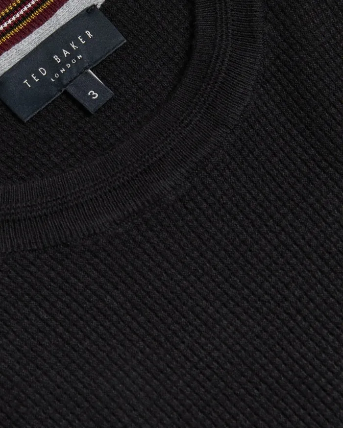 Men STAYLAY 8211 Textured Crew Neck Jumper Black Ted Baker Jumpers and Knitwear