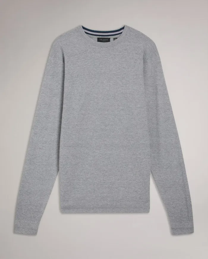 Men STAYLAY 8211 Textured Crew Neck Jumper Greymarl Ted Baker Jumpers and Knitwear