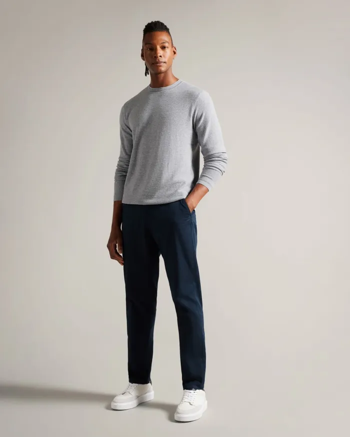 Men STAYLAY 8211 Textured Crew Neck Jumper Greymarl Ted Baker Jumpers and Knitwear