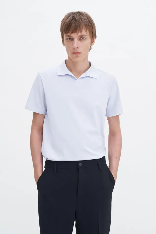Men Stretch Cotton Polo TShirt Mist Blue Filippa K TShirts