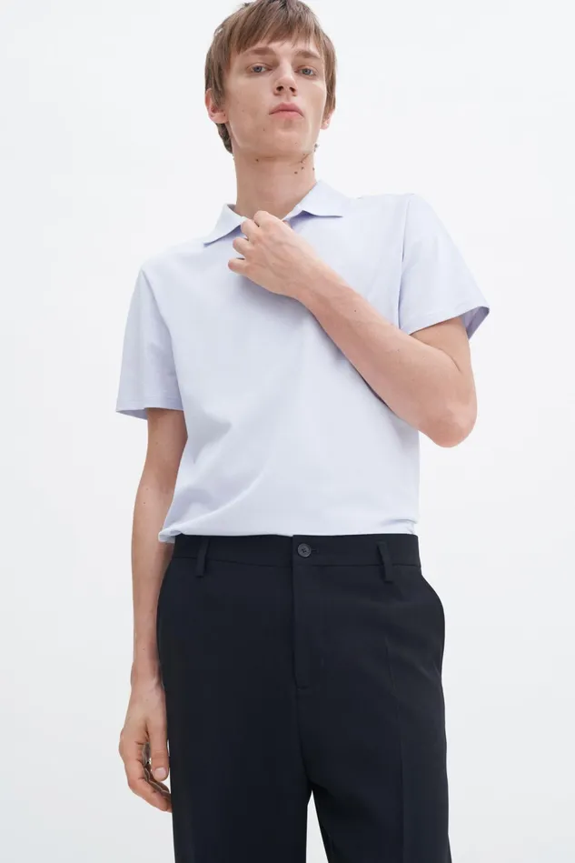 Men Stretch Cotton Polo TShirt Mist Blue Filippa K TShirts