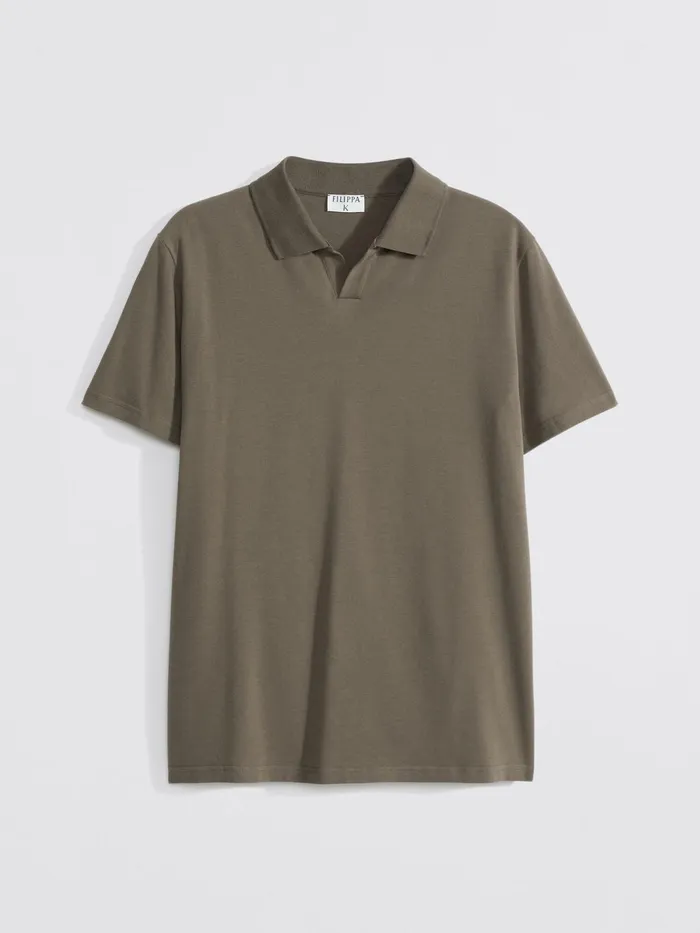 Men Stretch Cotton Polo TShirt Mole Grey Filippa K TShirts