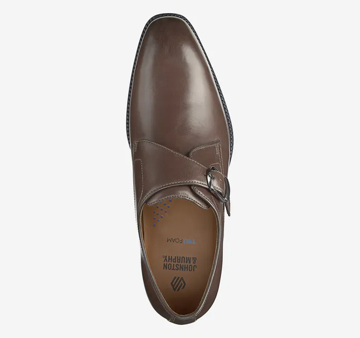 Men Sullivan SingleBuckle Monk Mahogany Italian Calfskin SlipOns and Loafers Johnston and Murphy