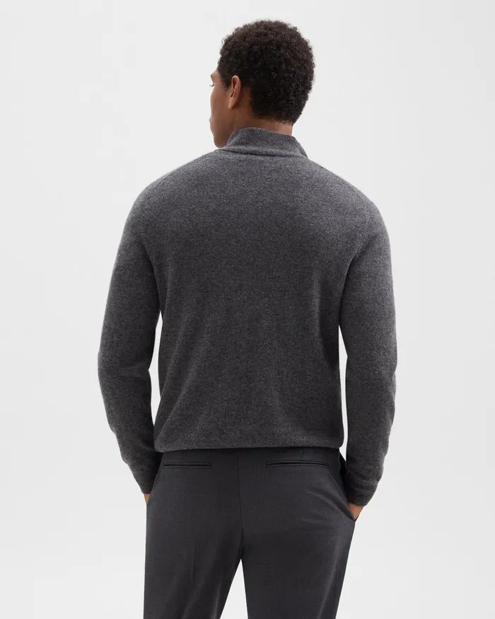 Men Sweaters Cardigans Theory Hilles QuarterZip Sweater In Cashmere Grey Heather