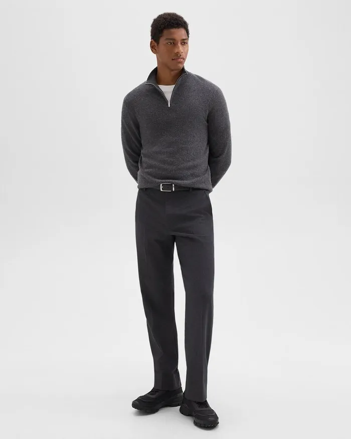 Men Sweaters Cardigans Theory Hilles QuarterZip Sweater In Cashmere Grey Heather