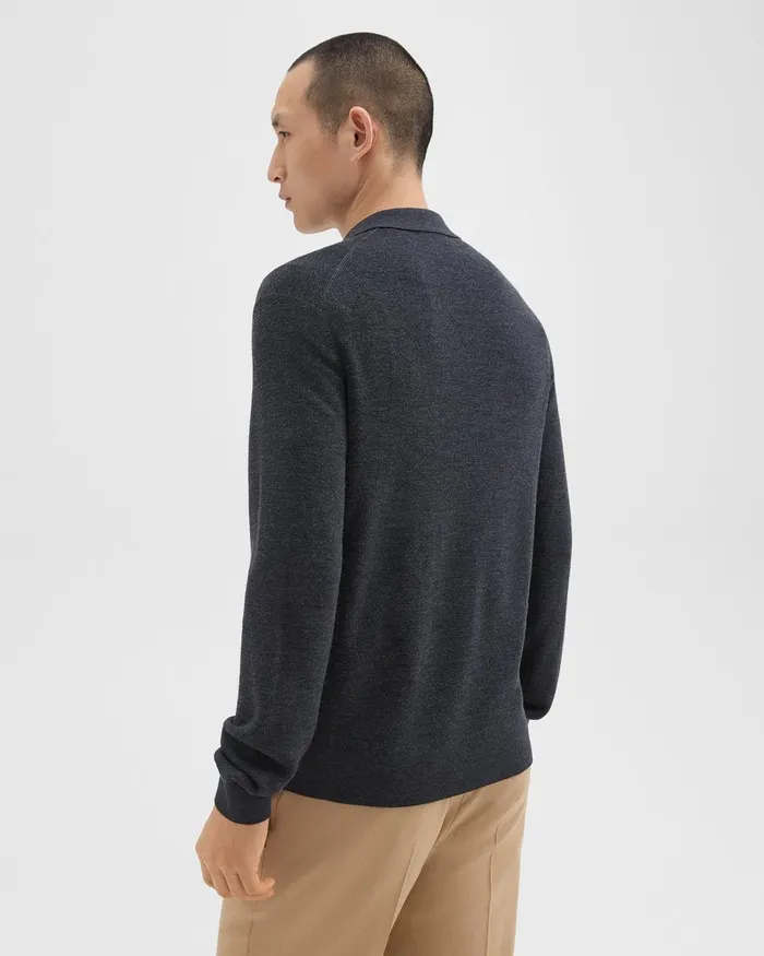Men Sweaters Cardigans Theory Johnny Collar Sweater In Merino Wool New Pestle Melange