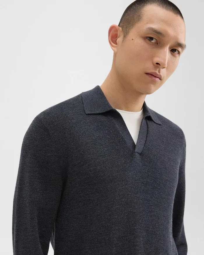 Men Sweaters Cardigans Theory Johnny Collar Sweater In Merino Wool New Pestle Melange