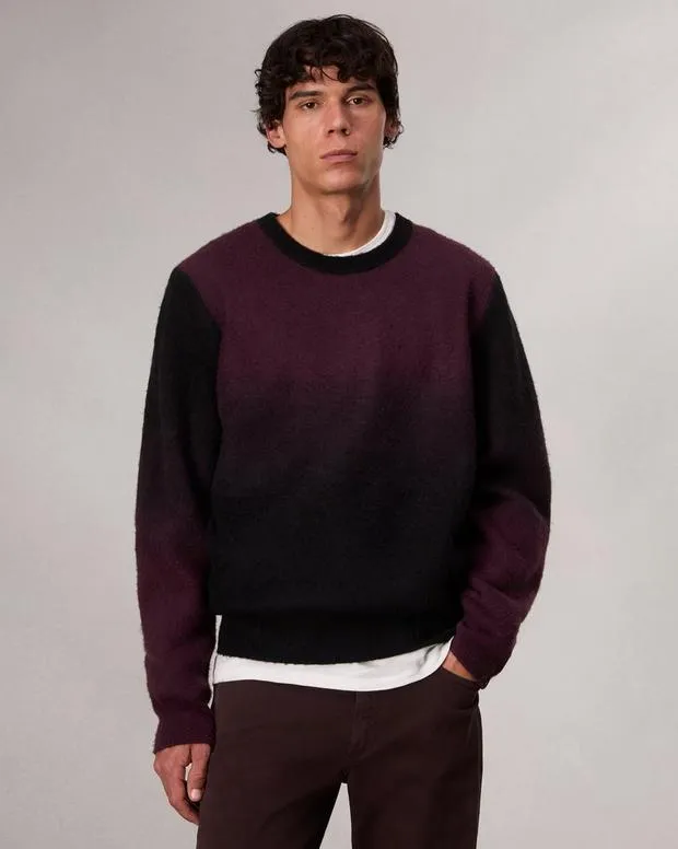 Men Sweaters Rag and Bone Downing Crewneck Sweater Burgundy Multi